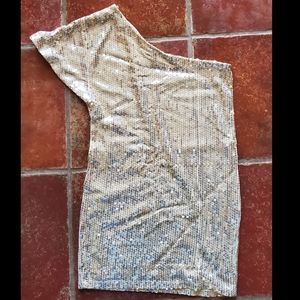 ASOS asymmetrical sequin silver dress